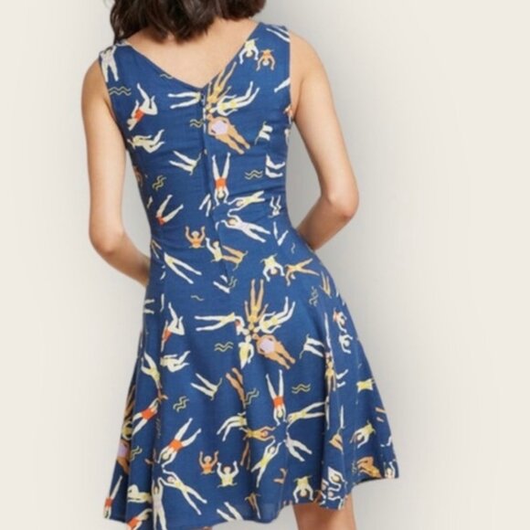 Modcloth Synchronized Swimmers Front Tie Dress in Blue - Picture 2 of 13